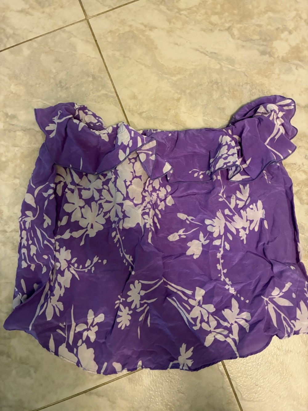 Amanda Uprichard Purple Floral Ruffle Camisole
